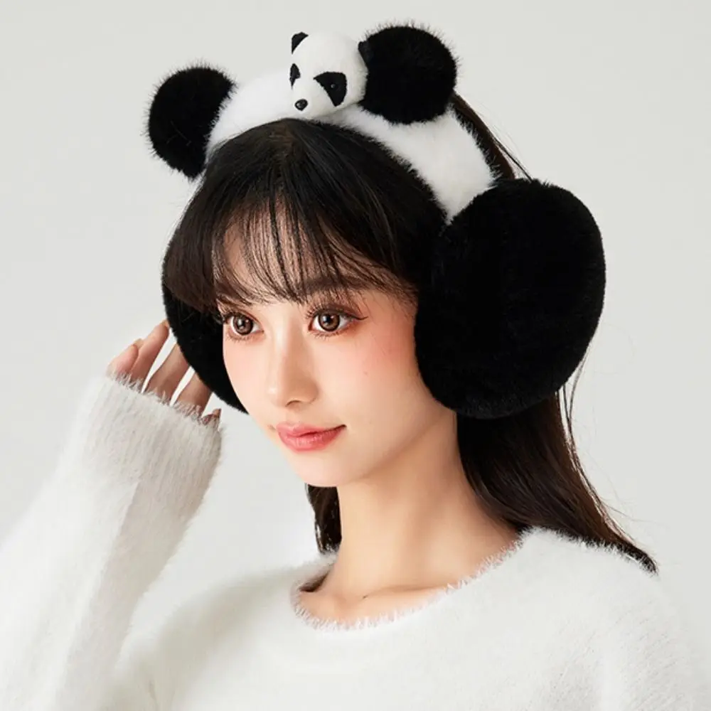 Comfortable Thicken Panda Plush Earmuffs Keep Warmer Windproof Panda Ear Cover Earflap Ear Warmers Winter Ear Cap Outdoor