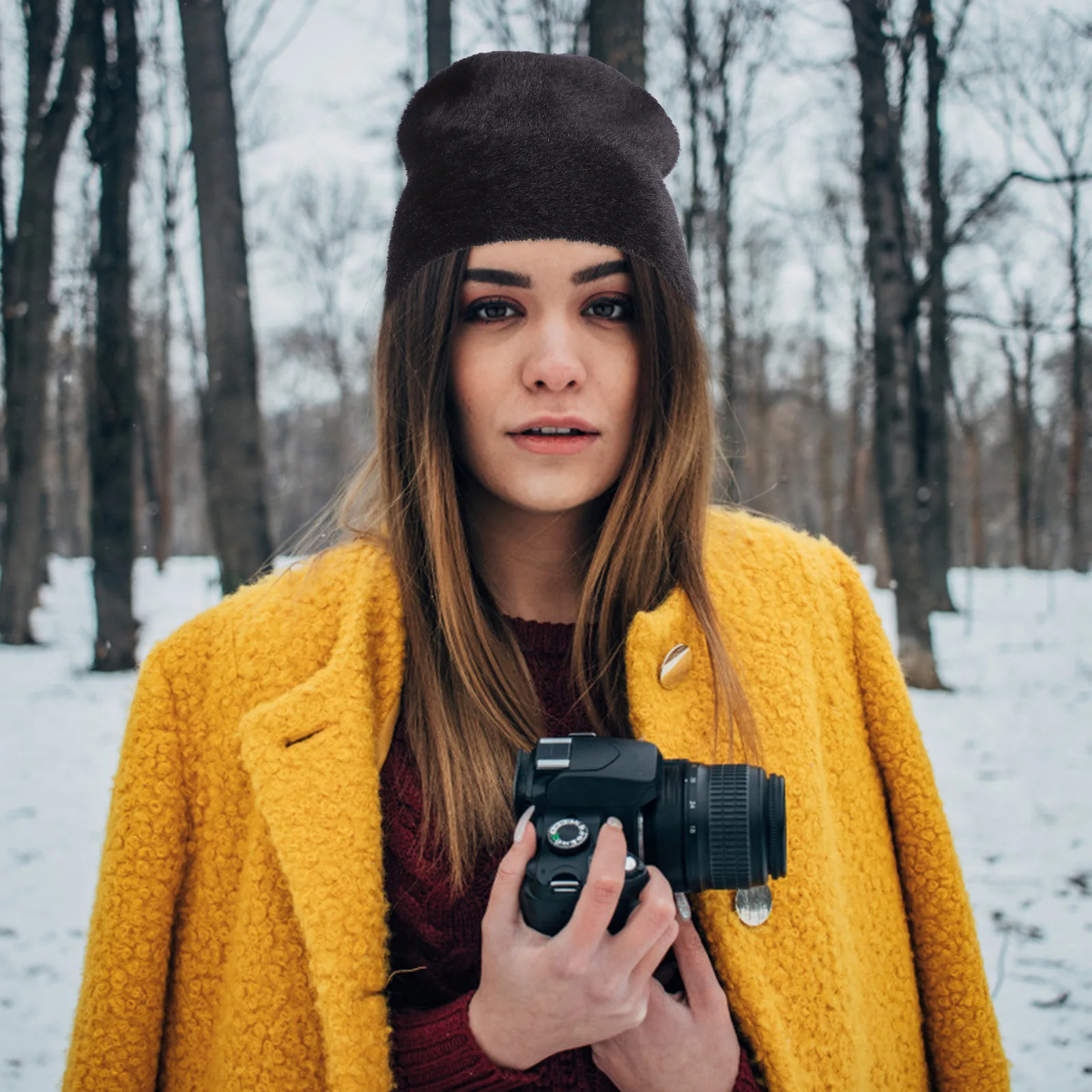 

Cashmere-blend Knitted Hat Women Warm Beanie Stylish Snowboarding Hat Durable Chic Elegant Long-lasting Great for Parties