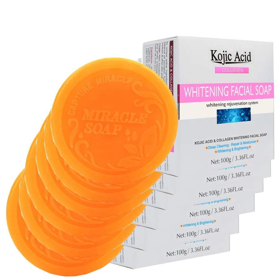 Kojic Acid Collagen Whitening Facial Soap Deeep Cleaning Repair Moisturizer Brightening 100g/3.36 FL.oz*12pcs Wholesale Price