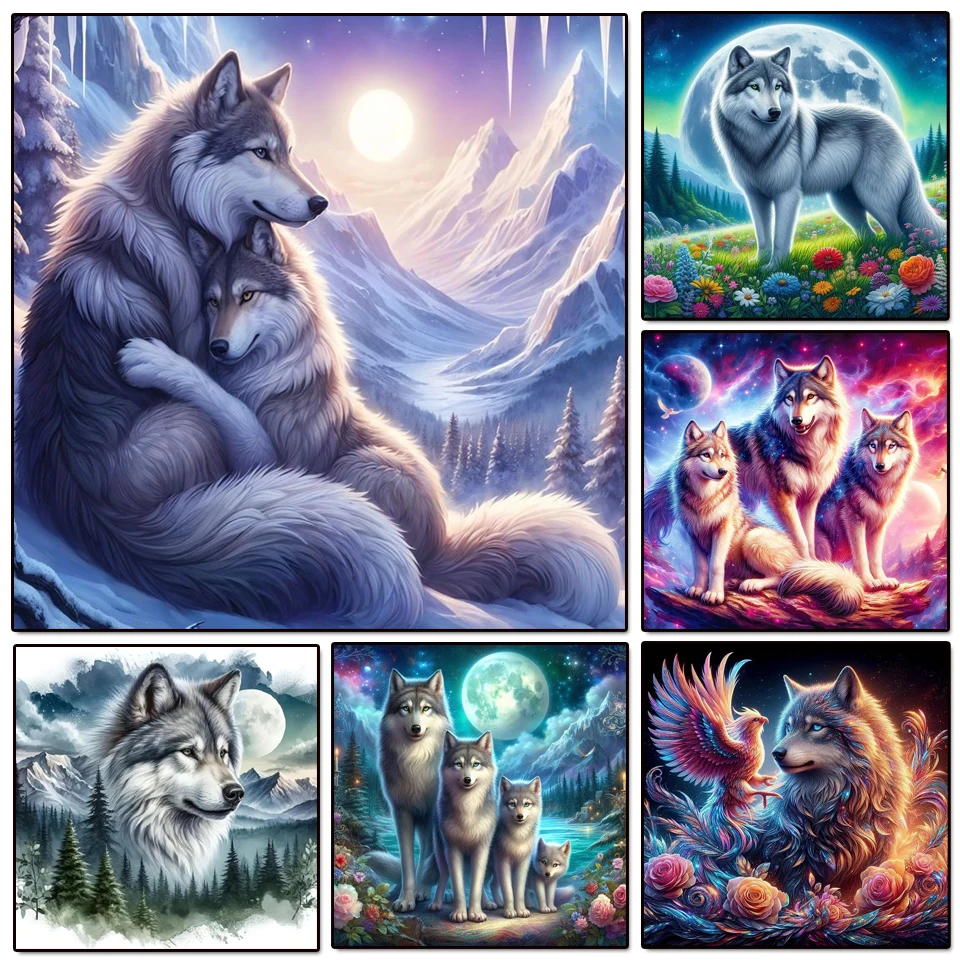 

Полная алмазная живопись животное волк 5d Алмазная мозаика пейзаж луна цветы домашний декор горный хрусталь фотографии DIY любит ремесленный комплект