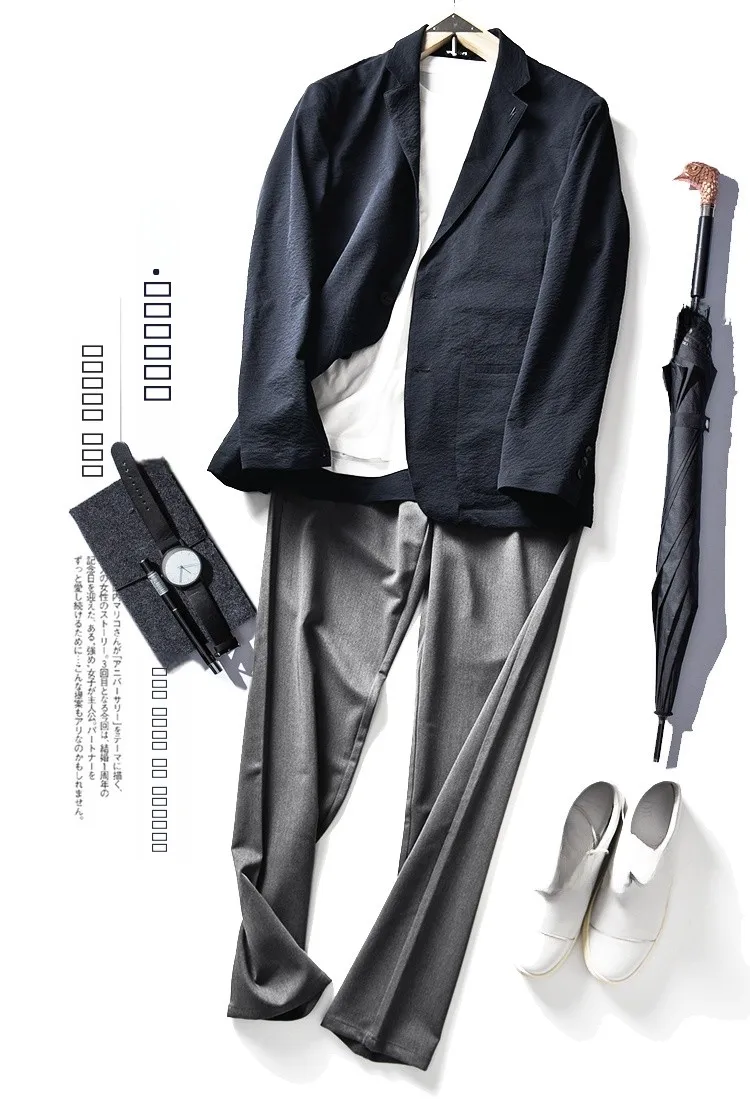 

Coolmax Men's Lightweight High Elastic Casual Single-breasted Suit Spring Summer Breathable Comfortable Quali A829