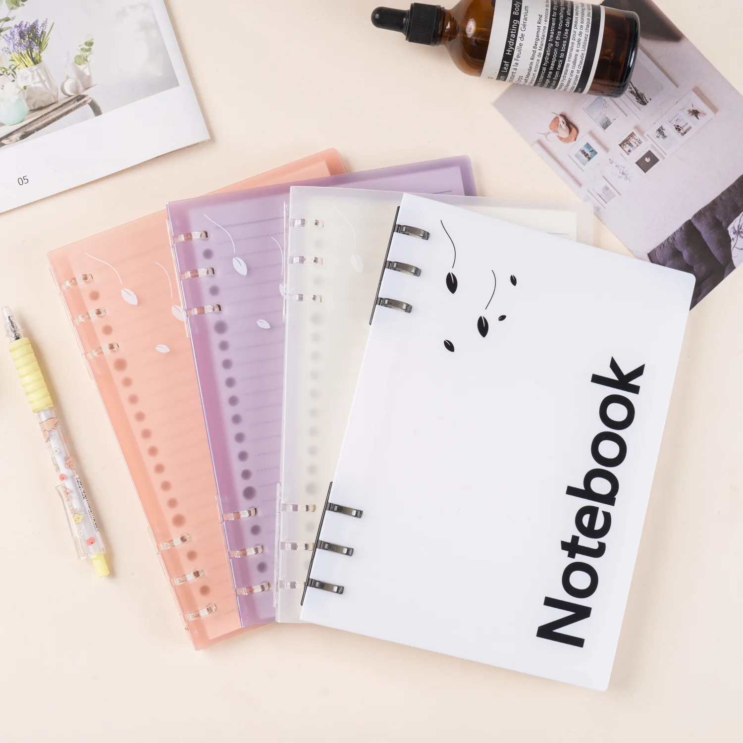 60 Sheet A5 B5 Loose Leaf Soft Side Notebook Journal Planner Transparent Cover Notebooks School Office Stationery