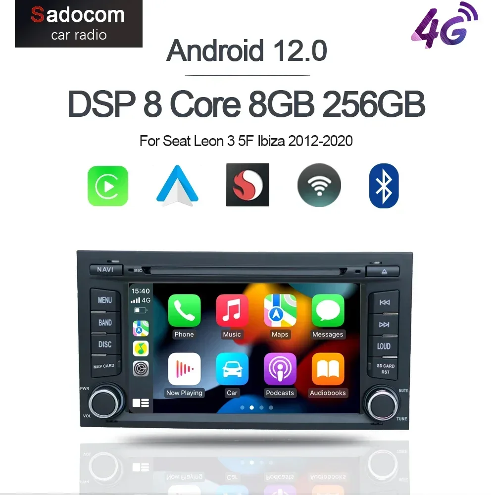 Wireless CarPlay 7” Android 12.0 Car Android Player 8GB 128G multimedia car radio GPS WiFi For Seat Leon 3 5F Ibiza 2012-2020