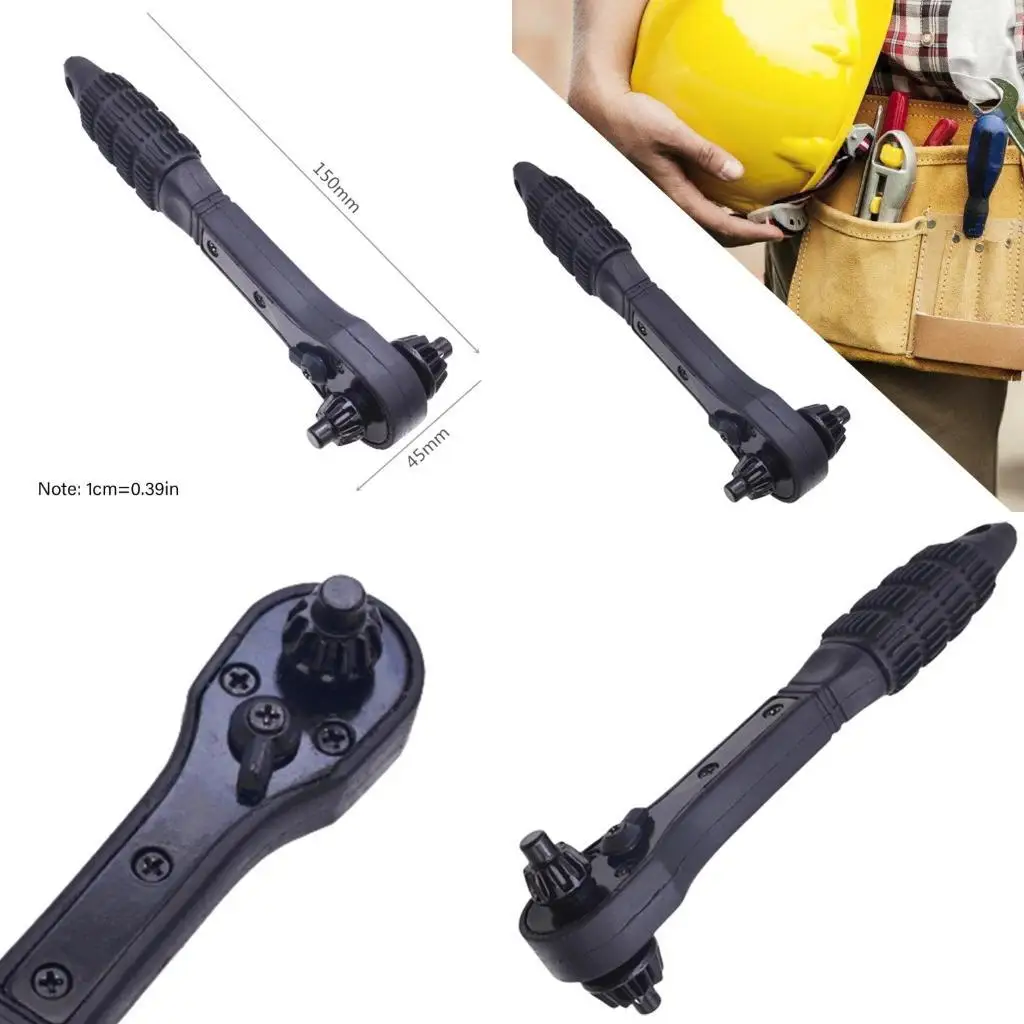 

652F 2 in 1 Drill Chuck Key Wrench Double Use Ratchet Spanner for Electric Drills and Power Tools,12.7mm/17.5mm Head