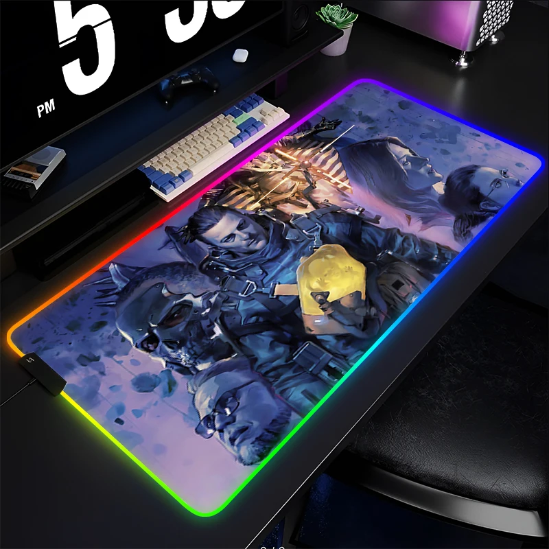 

RGB Mouse Pad E-sports Gamer Speed LED PC Gaming Rubber Keyboard Pad Notbook PC D-death S-stranding 2 Desk Mat Luminous Mousepad