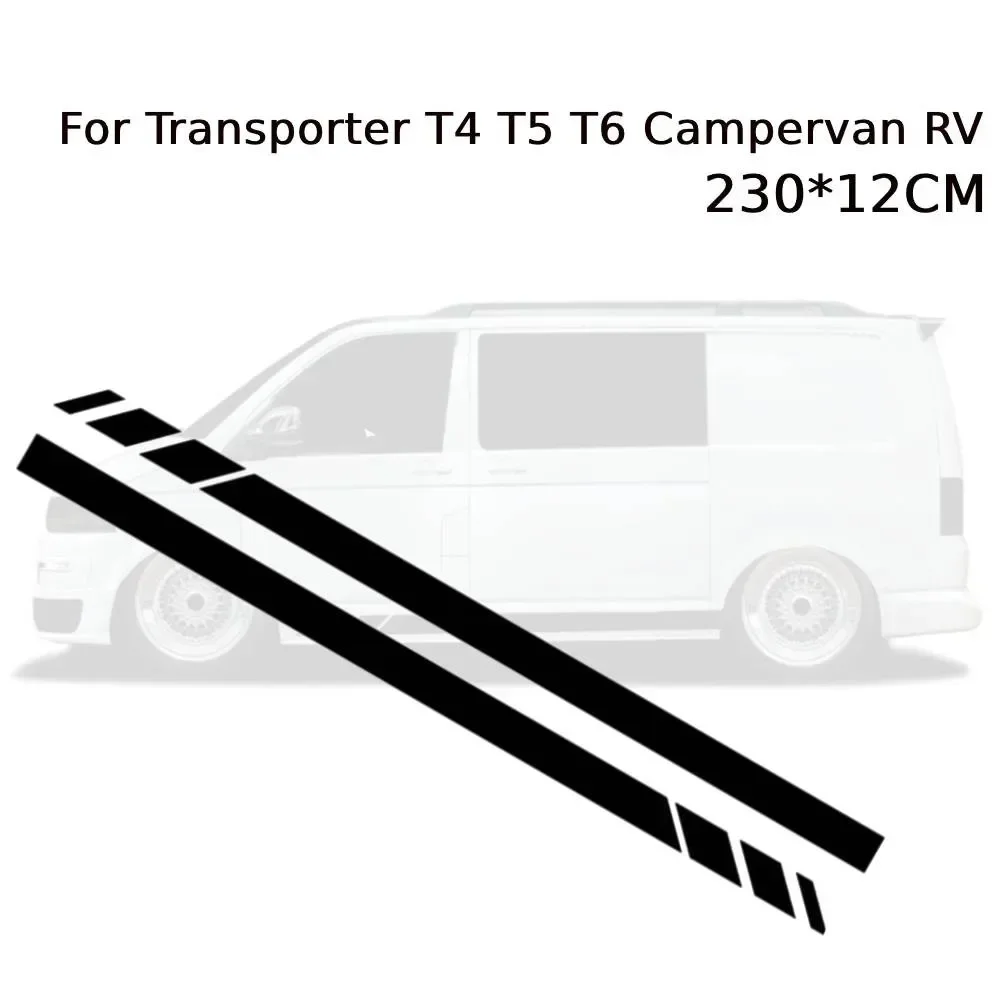 

2Pcs High Quality Black Side Stripes Stickers Decals For Transporter T4 T5 Campervan RV Removable,and Last Longer