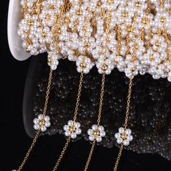 1 Meter Stainless Steel 10mm Daisy Flower Dainty Satellite Beaded Chain for DIY Jewelry Making Necklace Bracelet Anklet Supplies