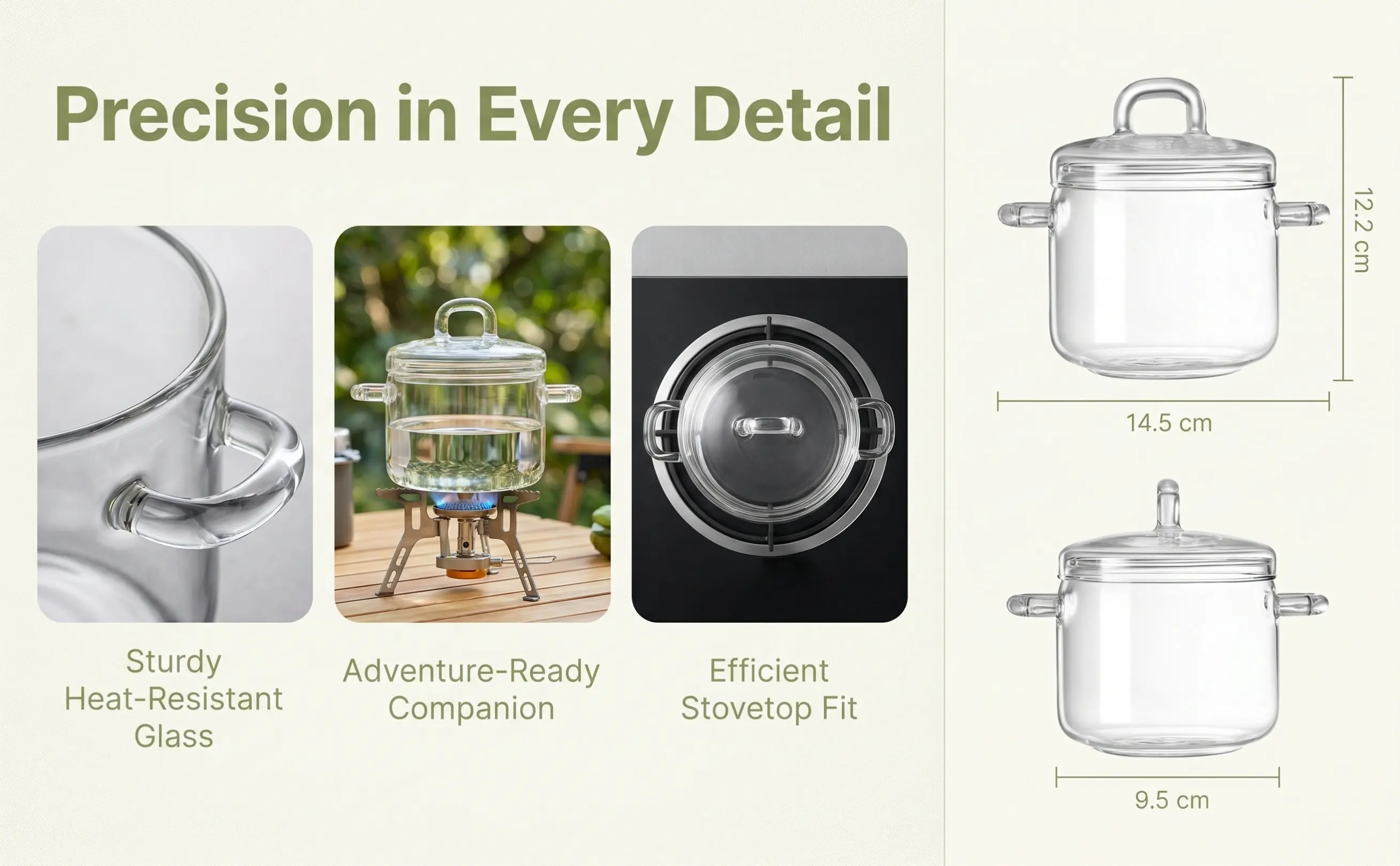 350Ml Glass Stew Pot Heat Resistant Clear Cooking Pot Lid Stovetop Small Kitchen Outdoor Soup Saucepan Stovetop Saucepan