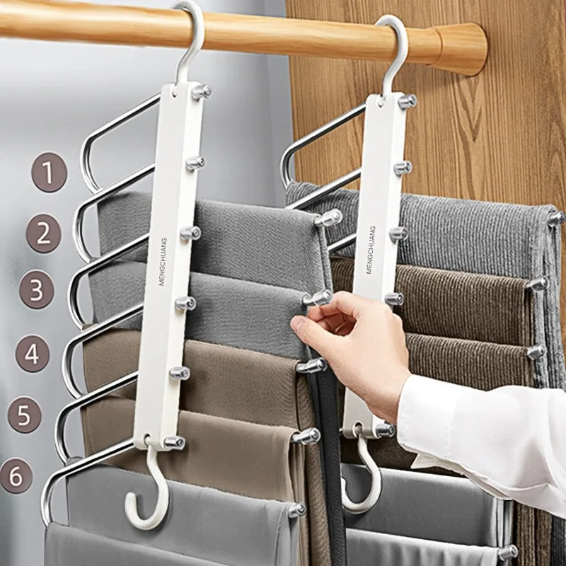 

Non-Slip Multi-Layer Pants Hanger, Foldable Trouser Rack for Closet Organizer, 9-Tier Pants Holder with Anti-Scratch Rubber