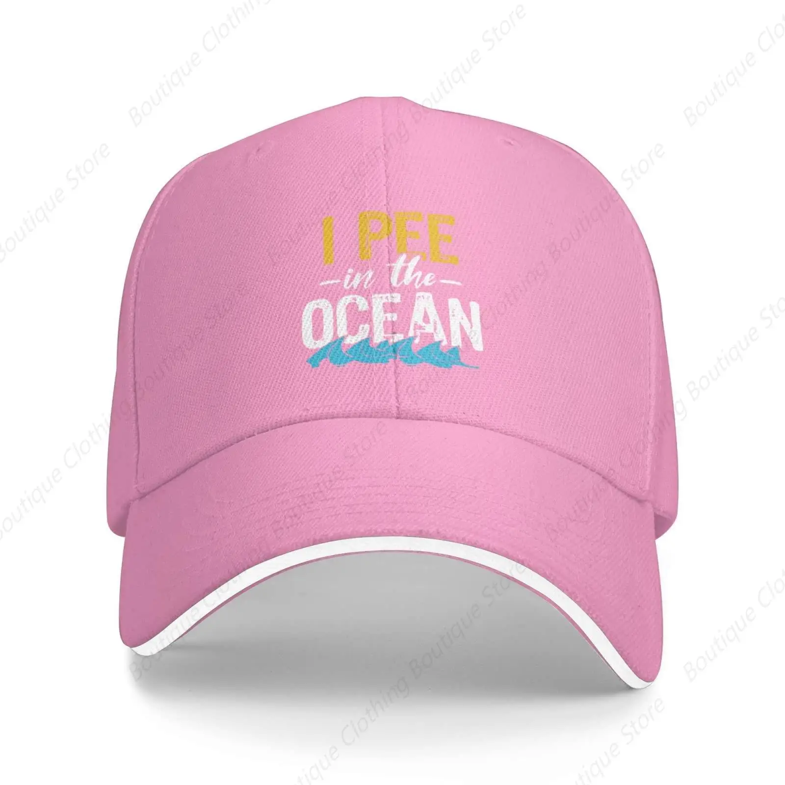 Funny I Pee in The Ocean Trucker Hat Fun Summer Baseball Cap Black Snapback Dad Hat