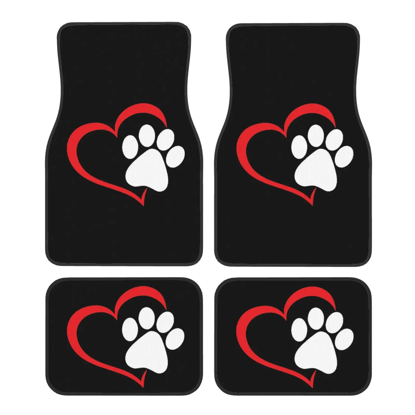 Cute Dog Claw Print Car Foot Mat 4-piece Set Four Seasons Animal Print Car Foot Mat Accessories Foot Mat