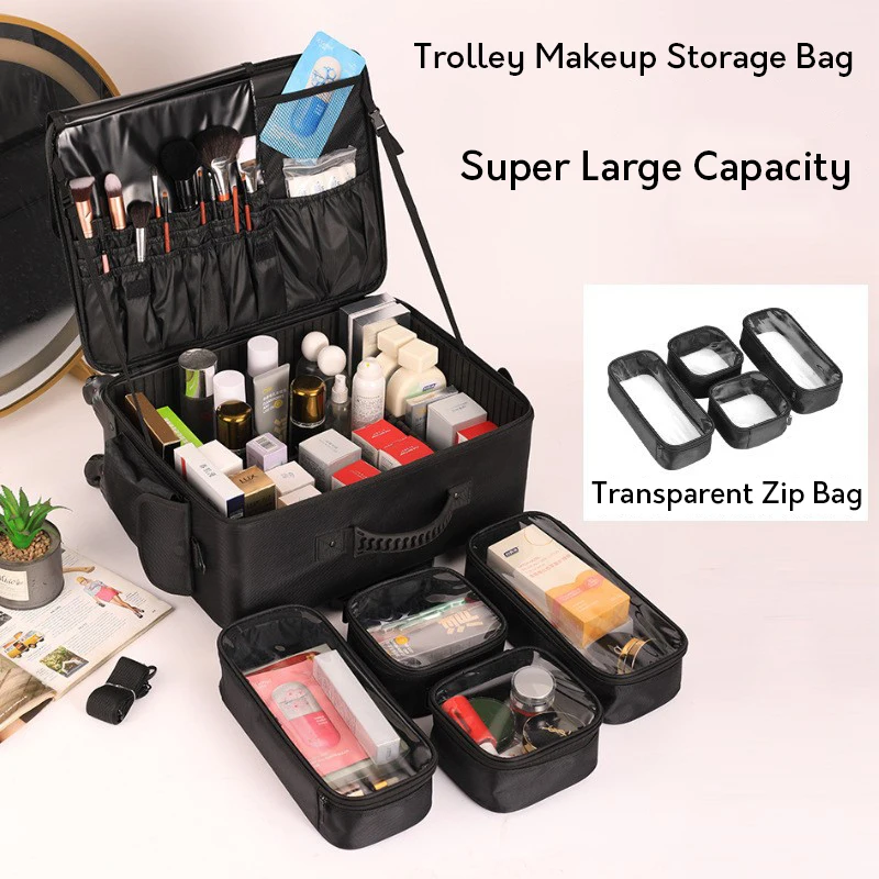 Großer Trolley-Kosmetikkoffer Professionelles Make-up-Künstler-Gepäck Wimpern- und Nageltechniker-Koffer Spezieller Kosmetikkoffer für Frauen