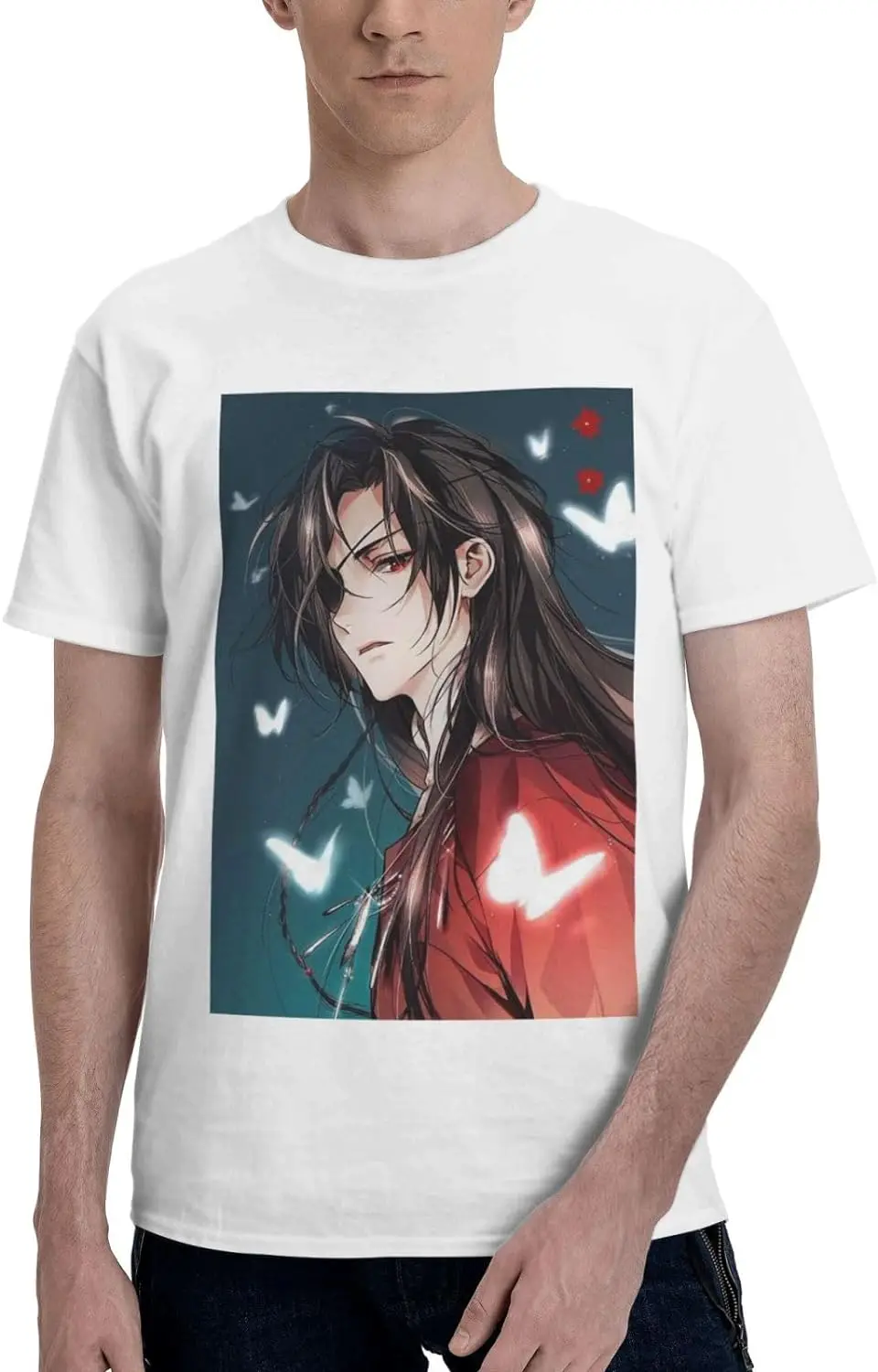 

Manga Heaven Official'S Blessing Shirt Cotton Crew Neck Fashion Tshirt for Men White