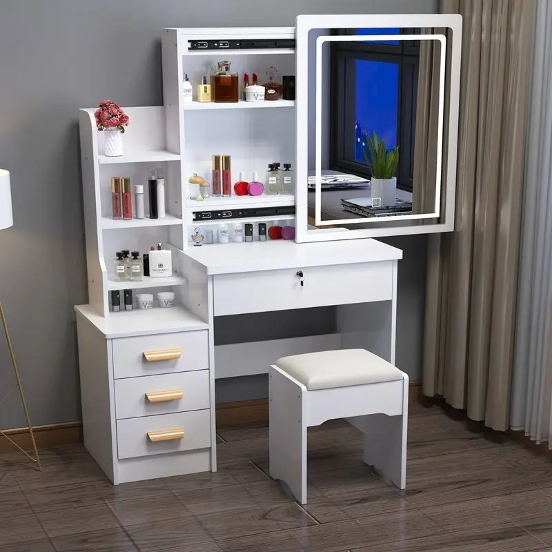 Dresser Bedroom Small Apartment with Lights Modern Simple Dressing Table Storage Integrated Cross-Border Makeup Table