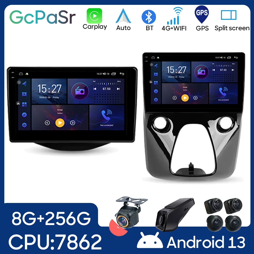 

For Peugeot 108 For Toyota Aygo B40 2014 - 2021 Android Auto Car Radio GPS Navigation Carplay Multimedia Video Player BT No 2din