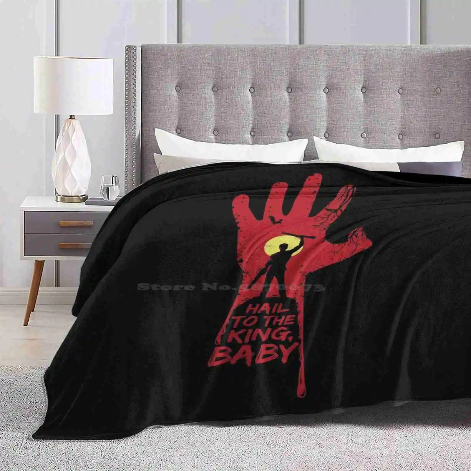 Hail To The King , Baby! Trend Style Funny Fashion Soft Throw Blanket Ash Williams The Evil Dead The Army Of Darkness Ash Vs