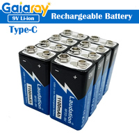 9V 1100mAh Li-ion Rechargeable Battery Type-C Battery 9V USB Lithium For Multimeter Microphone Toy +USB Charging Cable