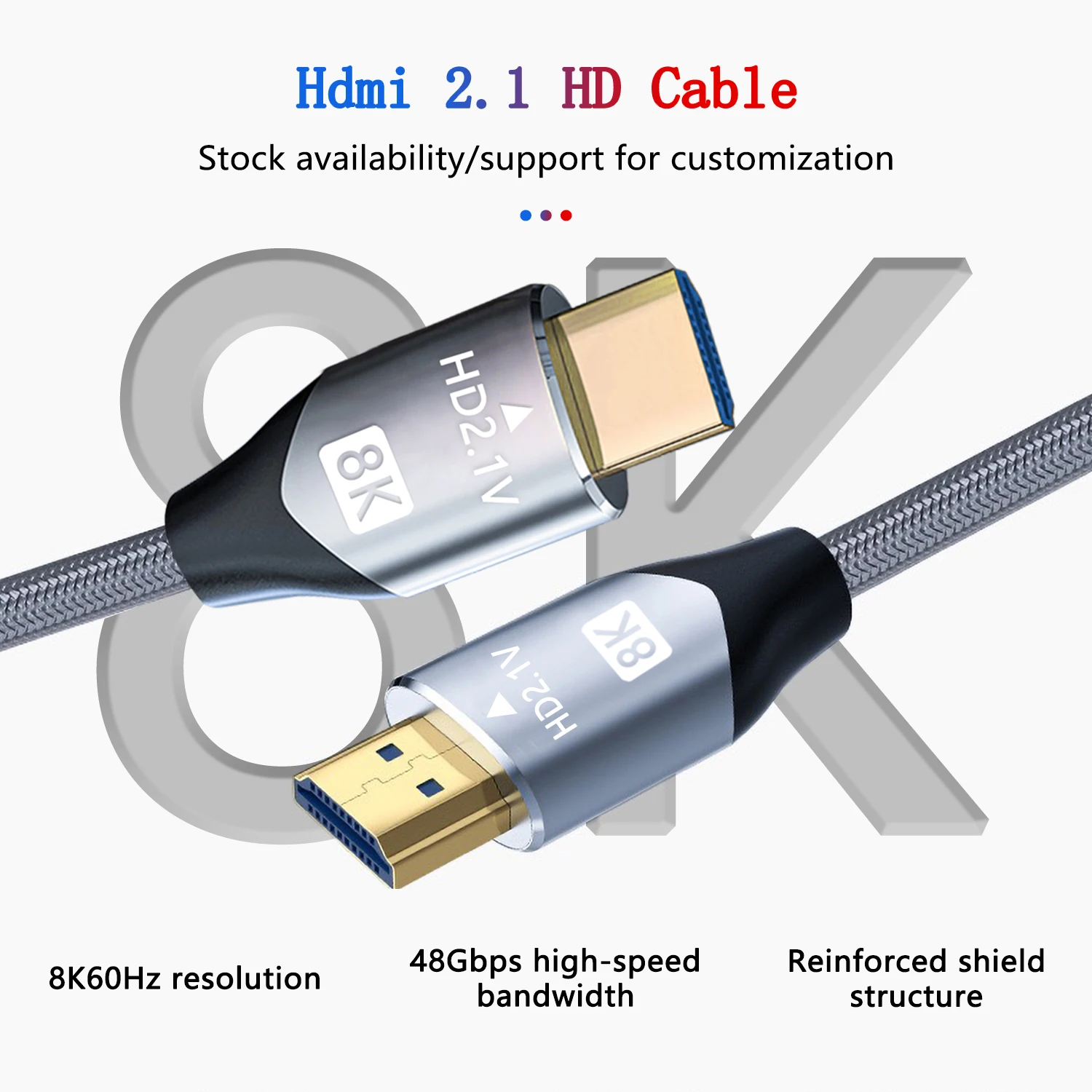 Cable HDMI 8K HDMI 2,1 Cable 4K @ 120Hz 8K @ 60Hz para RTX 3080 eARC HDR Cable de vídeo PC portátil TV box PS5 4K Cable Compatible con HDMI