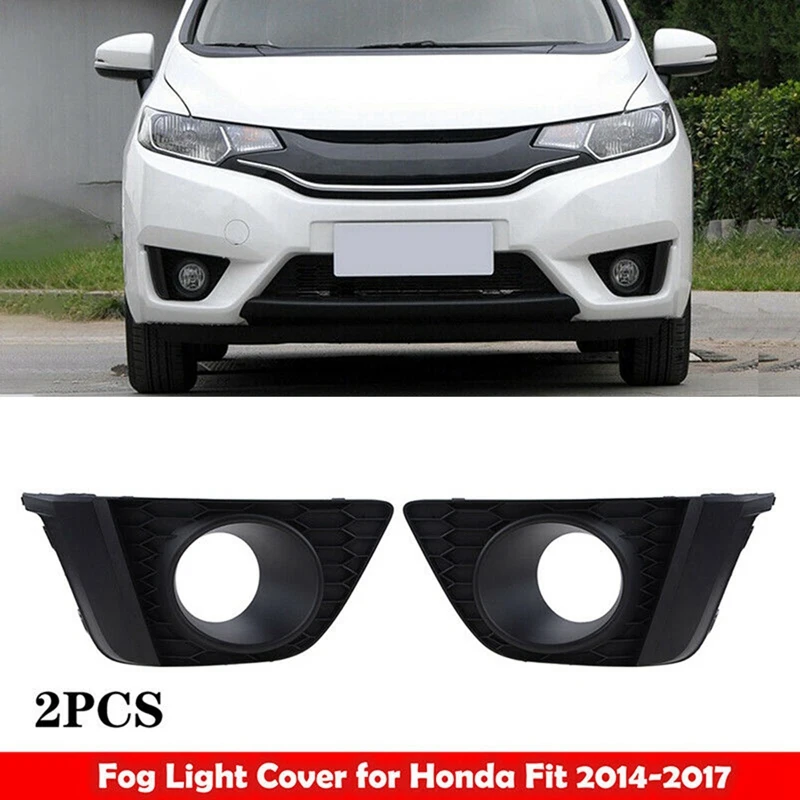 

1 Pair Front Bumper Bezel Fog Light Lamp Cover with Hole for Honda Fit Jazz 2014-2017