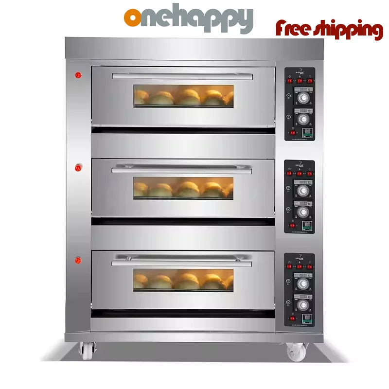 

Hot selling commercial industrial electric oven or gas oven baking bread pizza oven 3 layers 6 trays multifunctional oven