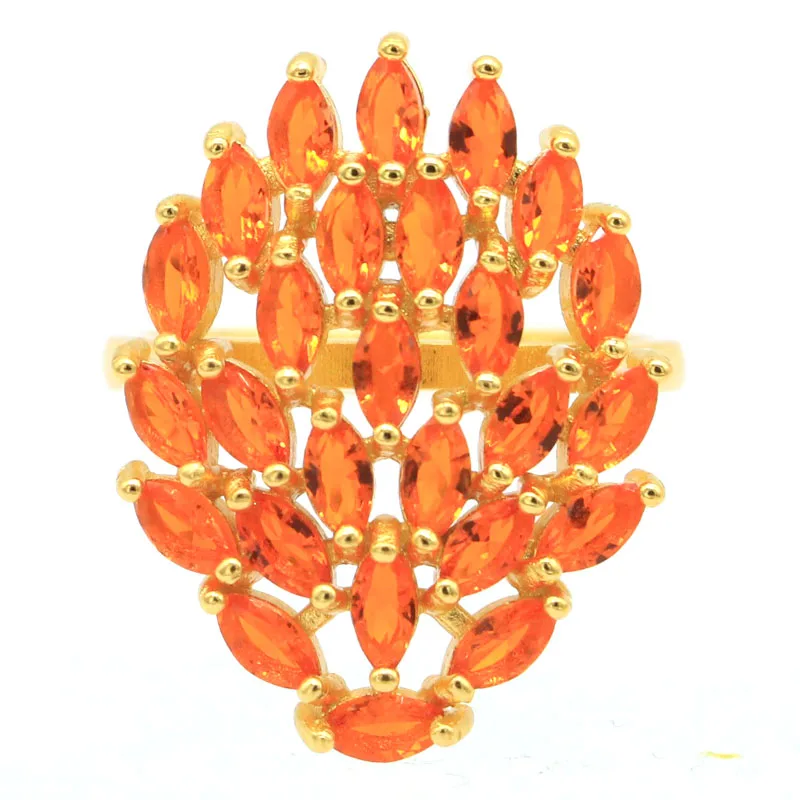 

26x20mm Highly Recommend 5.2g Orange Spessartine Garnet Ladies Wedding Gold Silver Rings
