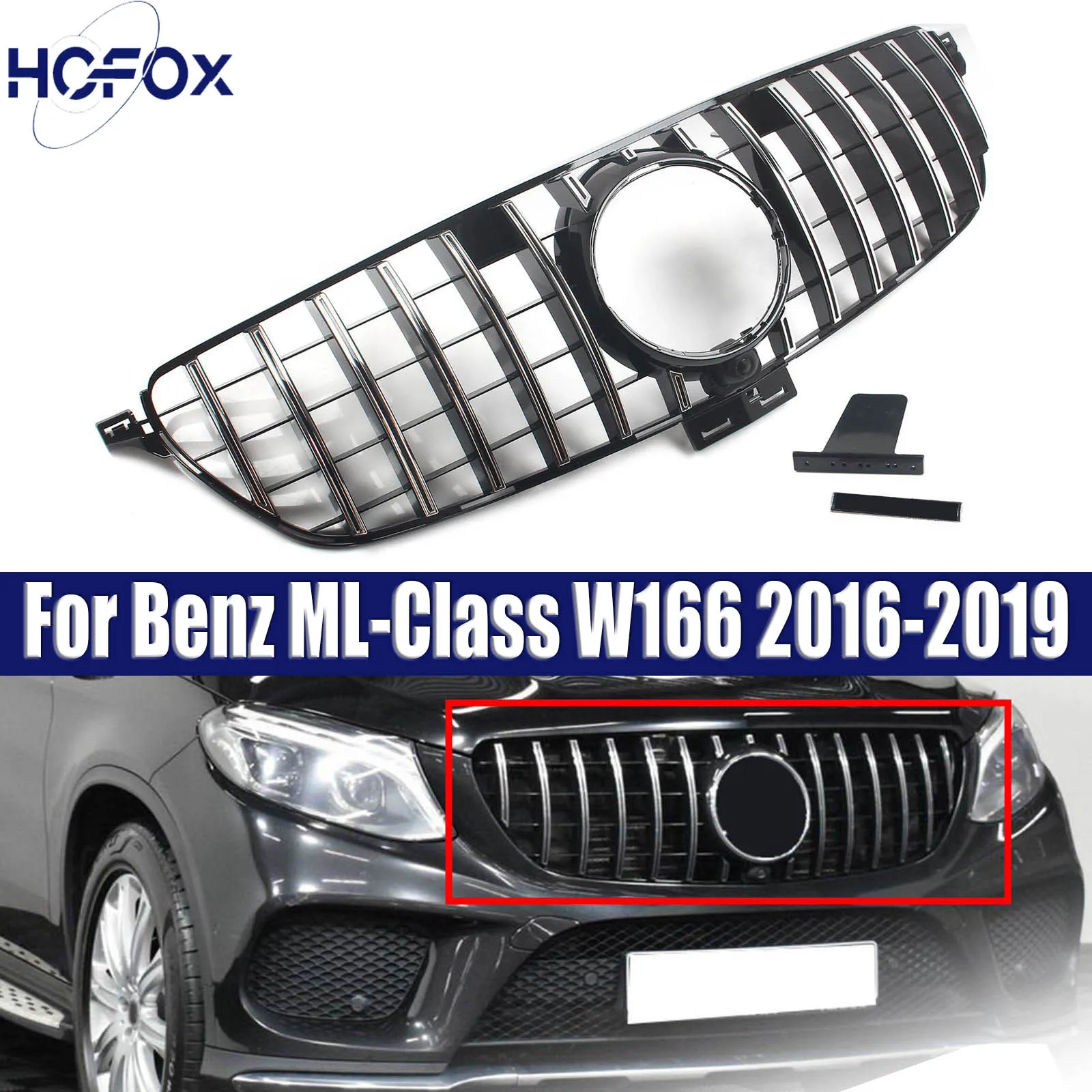 

Upgrade Front Bumper Grille Mesh Grid Inlet Body Kit Tuning Accessory For Mercedes Benz ML-Class W166 2016-2019