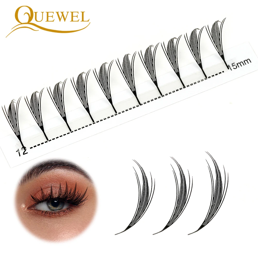 ขนตาปลอม Quewel Premade Spire Fairy Wings แบบอนิเมะ เนื้อนุ่ม ฟู ระยิบระยับ สำหรับต่อขนตา Comic 0.07 C/D Curl Chunk Lash