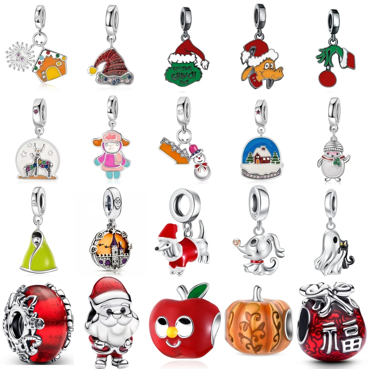 جديد 925 فضة Miniso ديزني عيد الميلاد هالوين سانتا كلوز سحر of ley 925 سلسلة مطرز صالح الأصلي سوار DIY بها بنفسك