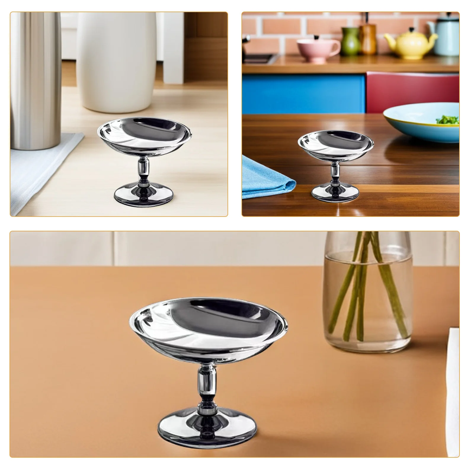 2 قطعة أكواب الحلوى الفولاذ المقاوم للصدأ تصميم عصري أنيق للمنزل حفلة الآيس كريم الزبادي بودنغ الفاكهة وعاء للوجبات الخفيفة قابلة لإعادة الاستخدام #3