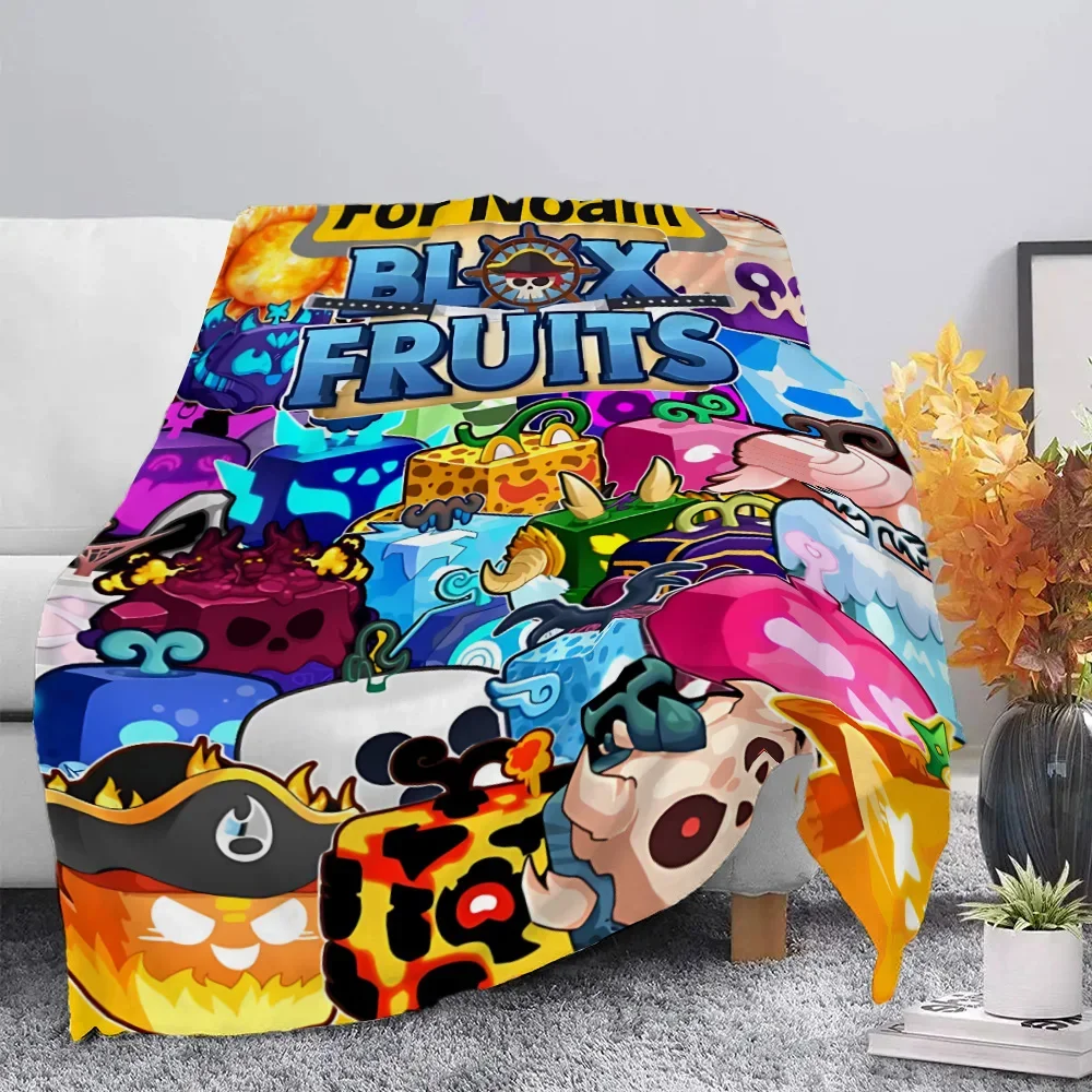 Cartoon 3D game B-blox fruits Printed Blanket Picnic Blankets Warm Blanket Soft and Comfortable Blanket Home Travel Birthday