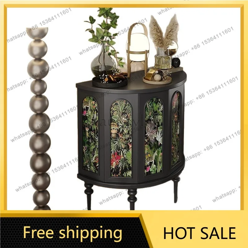 Zj. French retro entrance cabinet light luxury living room solid wood home integrated decorative locker