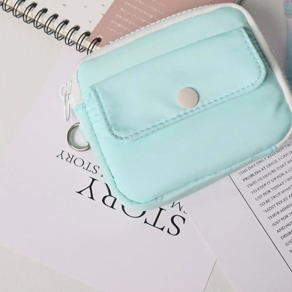 

Portable Multifuctional Nylon Coin Purse Square Zipper Earphone Bag Card Holder Lightweight Mini Storage Bag Daily
