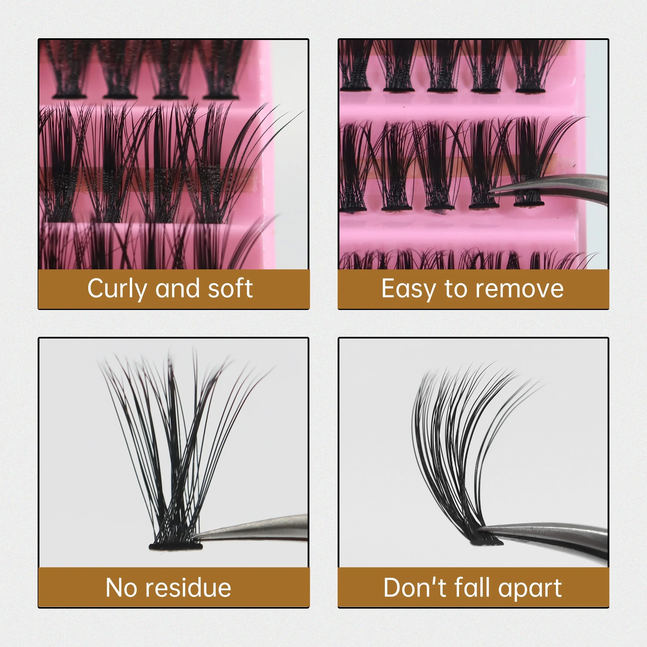 DIY 속눈썹 연장 키트, 개별 속눈썹, 자연 속눈썹 다발, 만화 트위저 도구, 메이크업 세트, 속눈썹 액세서리