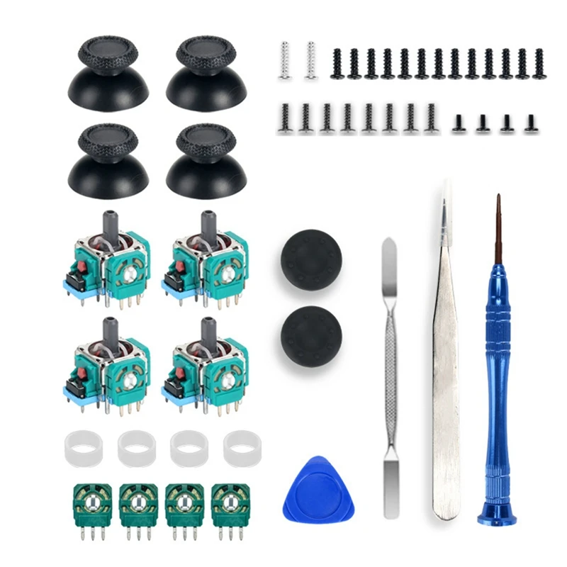 4PCS Analog Joystick With Sensor Module For PS5 Controller 3D Analog Joystick Potentiometer With Joystick Cap Repair Kit