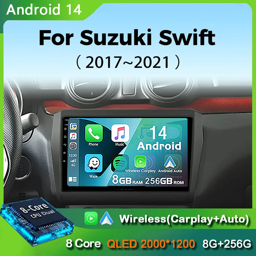 

Android 14 для Suzuki Swift 5 2016 - 2021 автомобильное радио головное устройство авто BT стерео Мультимедиа Видео монитор GPS навигация WIFI 4G DSP