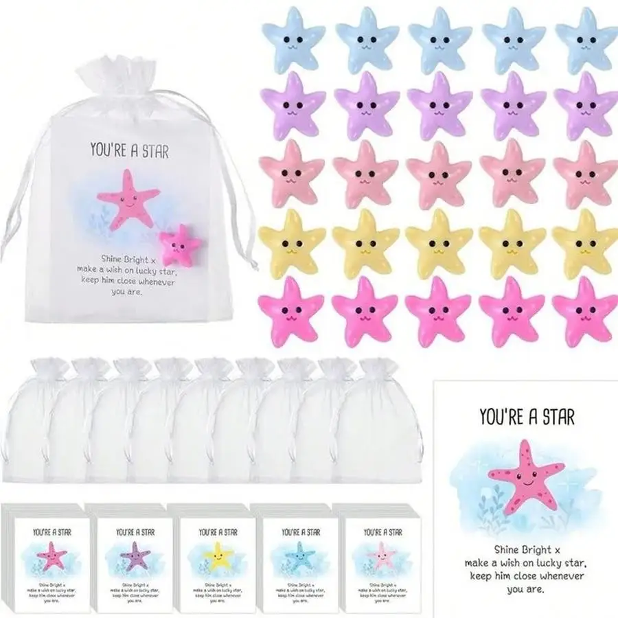 1/5/10/20/50/100pcs Resin Ombre Star Pocket Hug Card Gift Set, DIY Pocket Hug Gift Cards, Resin Star Souvenirs, Touching Gifts,