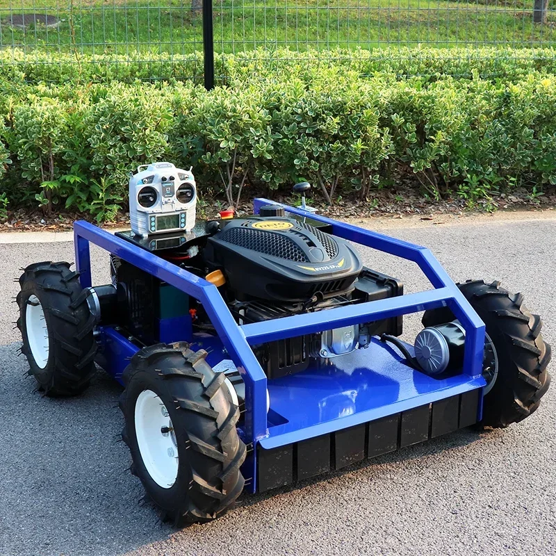 Customized High efficiency agriculture remote control 4-drive wheel lawn mower flexible and fast cutting