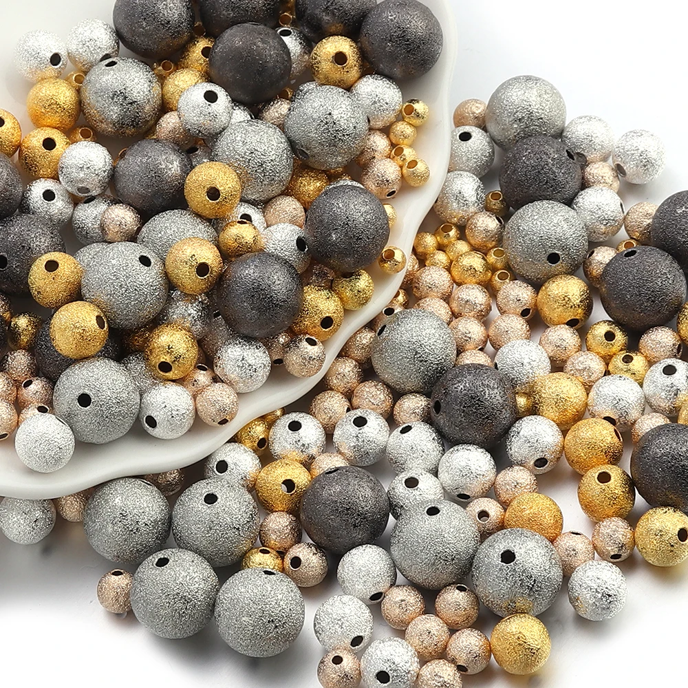 30-100pcs/Lot Round Matte Copper Beads for Jewelry Making 3 4 5 6 8 10 12mm Metal Bead Loose Spacer Beads DIY Bracelet Necklace