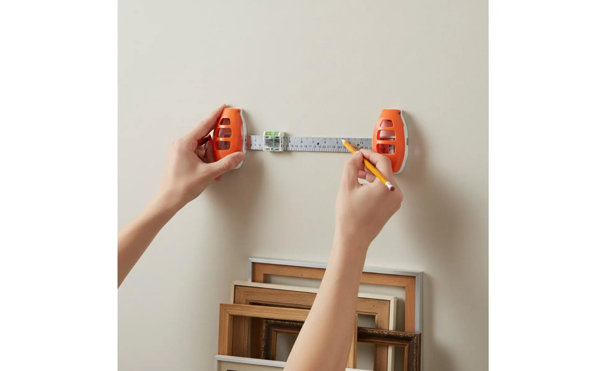 Picture Hanging Leveling Tool Ruler Precise Alignment Picture Hanger Tool with Leveling Tool Wall Frame Hanging Tool Sturdy ABS