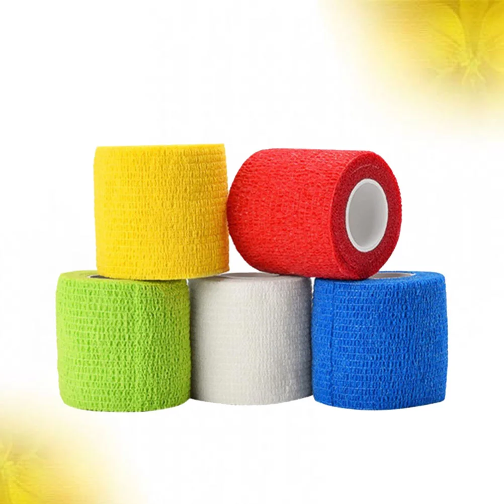 

5 рулонов самоклеящейся нетканой ленты для домашних животных, эластичной ленты для кошек, собак, животных (смешанный цветной узор)