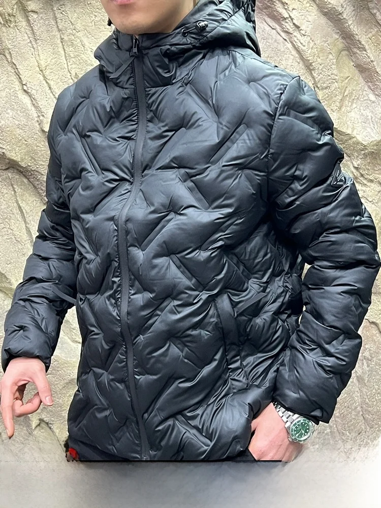 

Technological Cotton Hooded Men's Outdoor Winter Jaet Full Glue Proc Youth Faion Warm Long Sve Pure Color Single Item