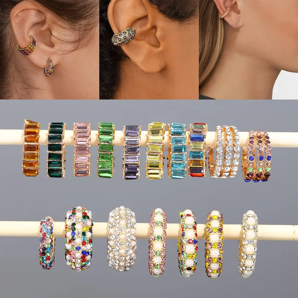 Accessorie No Pierced Rhinestone Dangle Jewelry Party CZ Cuff Earrings Statement C-shaped Cubic Zirconia Ear Cuff