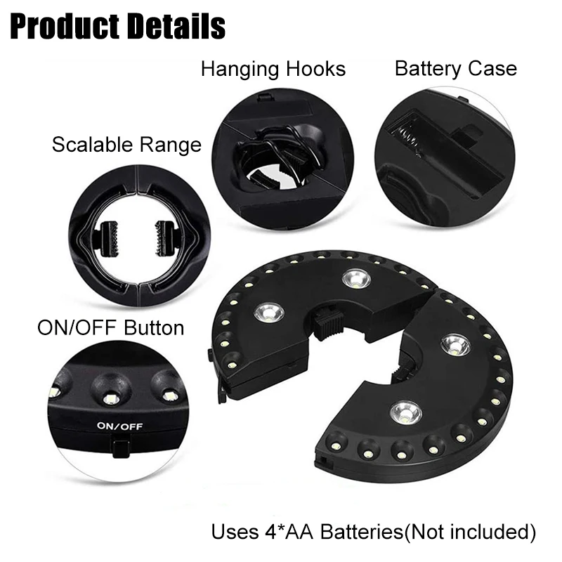 Patio Umbrella Lights 28 LED 3 Lighting Modes Detachable Umbrella Lights Outdoor Camping Lights Courtyard Garden Emergency Light