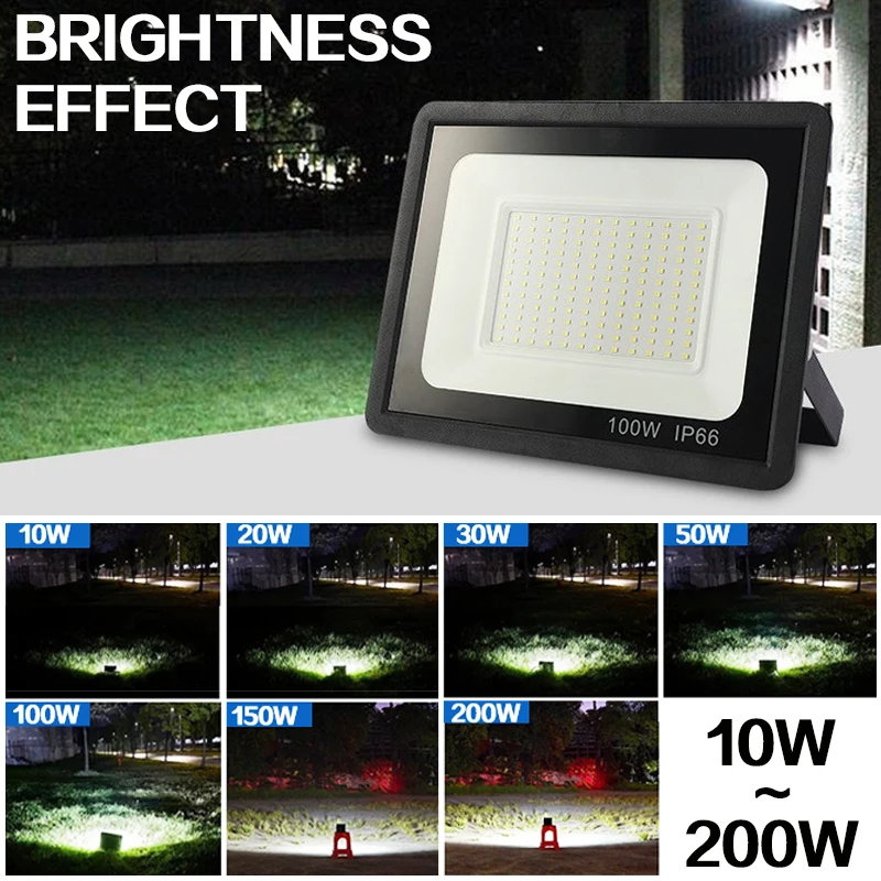 Reflector LED de alto brillo IP66, iluminación exterior impermeable, foco de proyección, lámpara de inundación, 200W, 10W, 20W, 30W, 50W