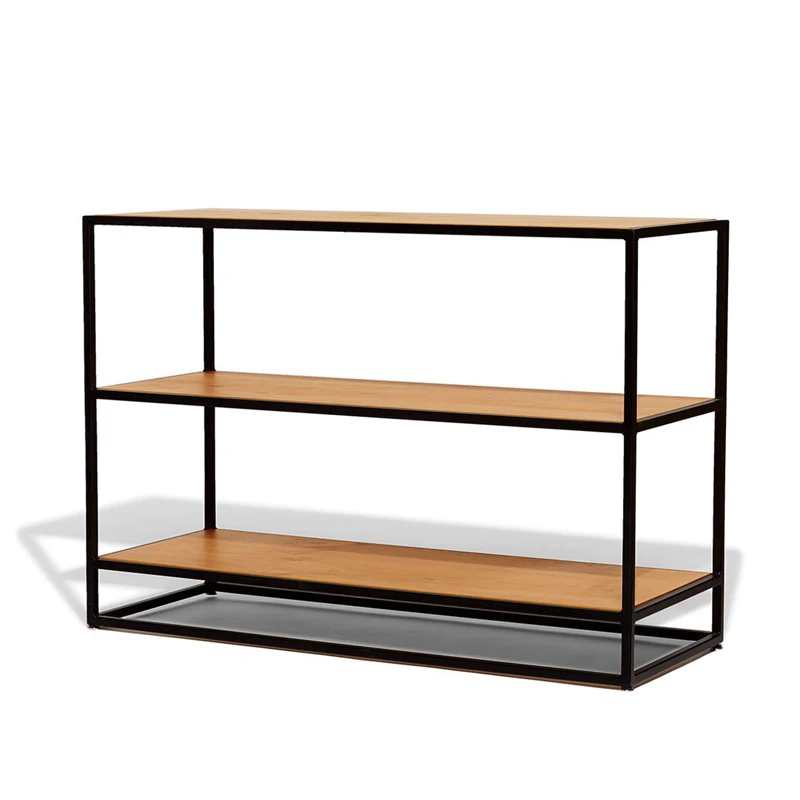 

Industrial Style Wrought Iron Porch Cabinet against the Wall, Solid Wood Metal Long Narrow Table, Modern Minimalist Side Table