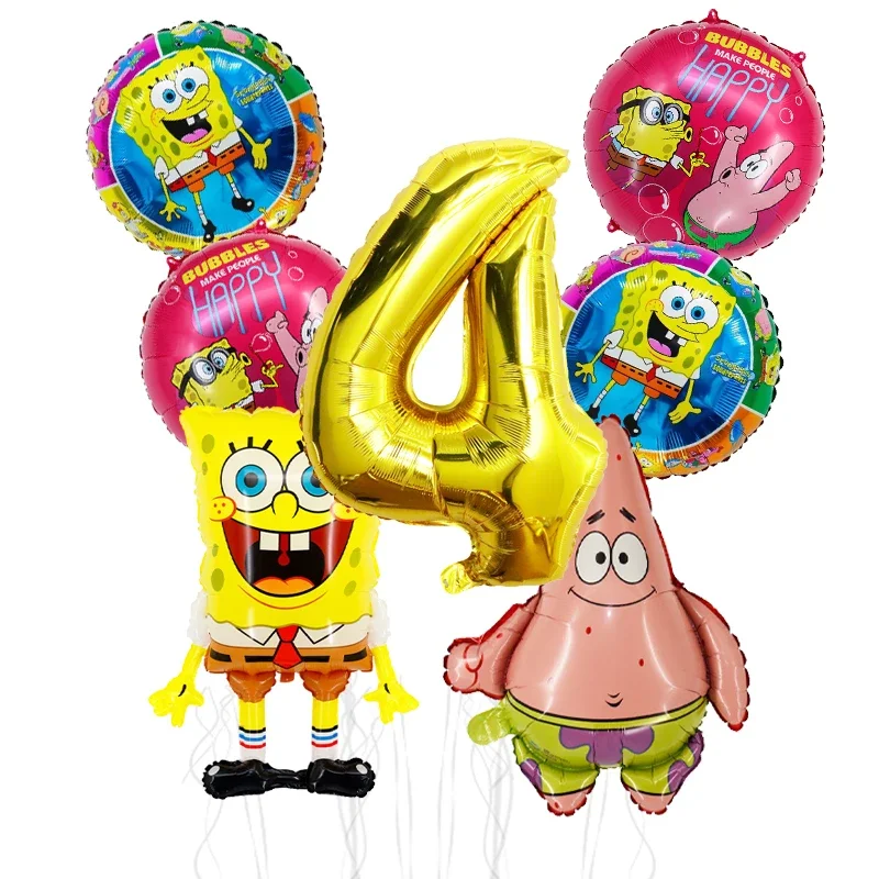7 Stück Cartoon SpongeBob Patrick Star Folienballons Mädchen Junge Kindergeburtstag Party Dekoration Babyparty Ballons Geschenke – Detail 4