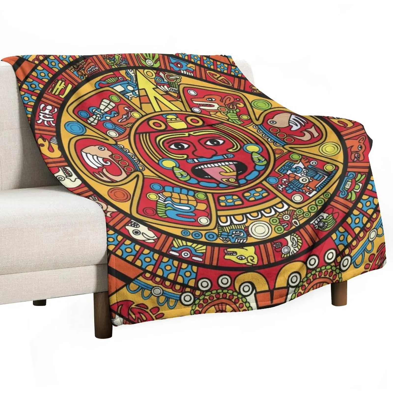 Colorful Mayan Calendar Throw Blanket Sofas Sofa Throw Blankets For Baby Soft Plaid Blankets