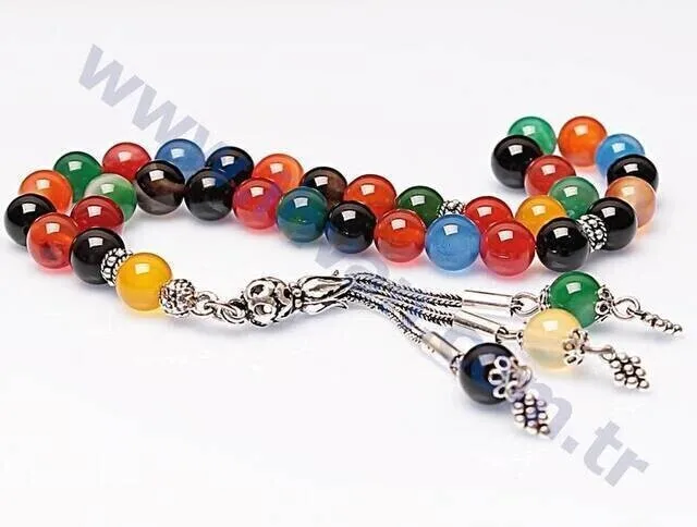 IQRAH Agate Stone Rosary (925 SETTING SILVER 8mm)