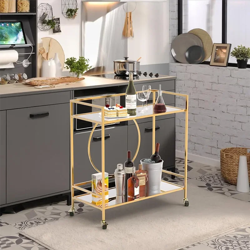 Metal Double Trolley for Kitchen Scratch Resistant Easy to Use Multi-Purpose Use Durable Build Reliable Performance