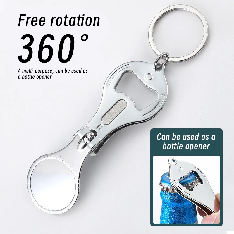 

НОВИНКА 3 в 1, многофункциональная портативная машинка для стрижки ногтей, открывалка для бутылок с кольцом для ключей, кусачка для ногтей из нержавеющей стали, открывалка для маникюра 2028